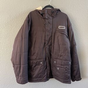 SIMS Ski Jacket Mens XL Brown Snowboard Skiing Winter Snow Hooded Vented
